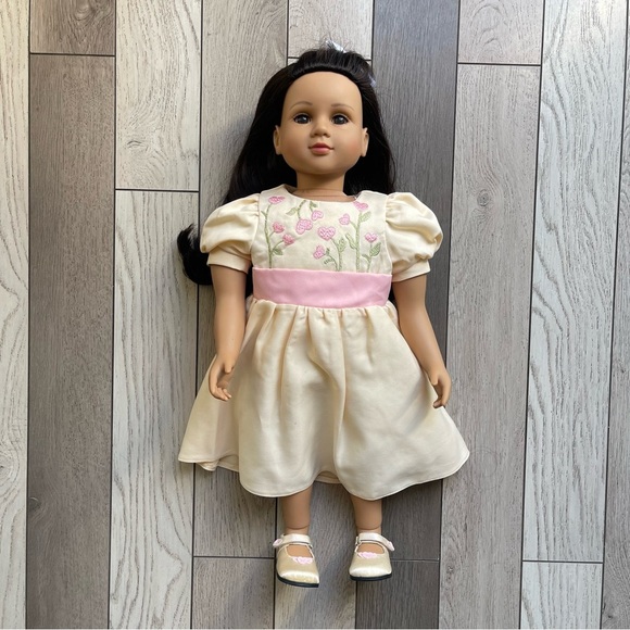 My Twinn Cream and Pink Embroidered Doll Dress - Picture 1 of 8
